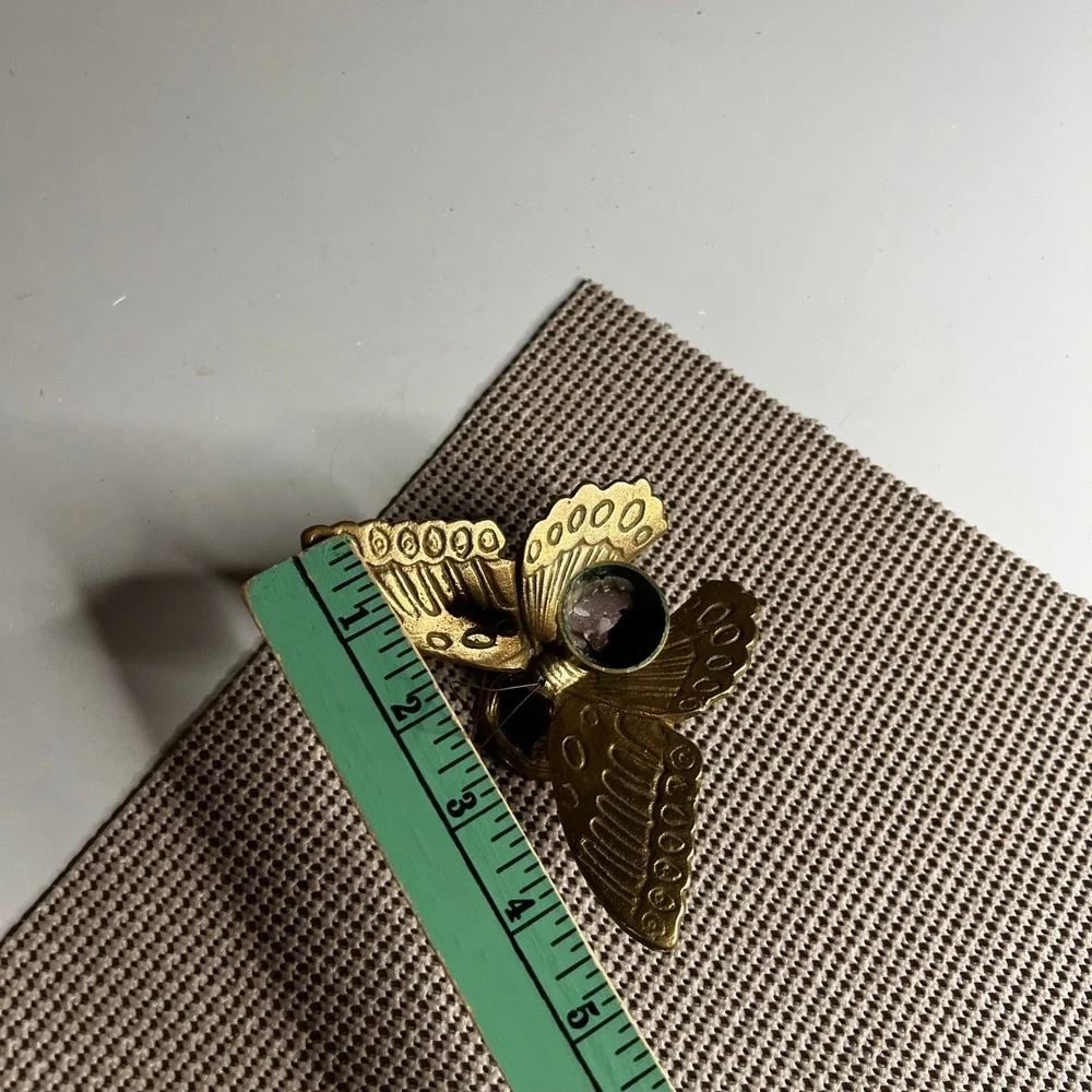 Vintage Solid Brass Butterfly Taper Candle Holder Whimsical Nature Decor